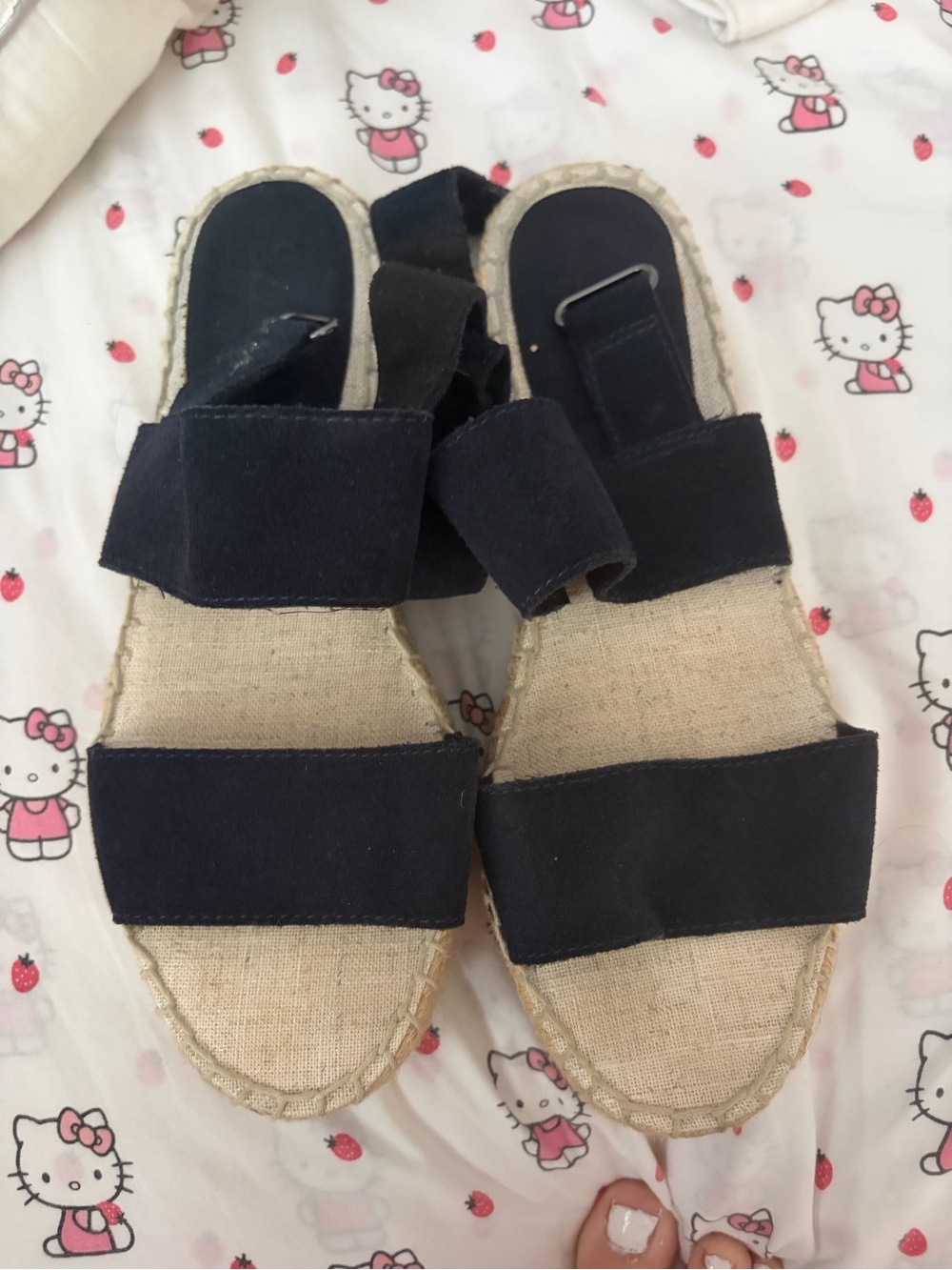 Splendid Navy Canvas Espadrille Sandals with Adjustable Straps